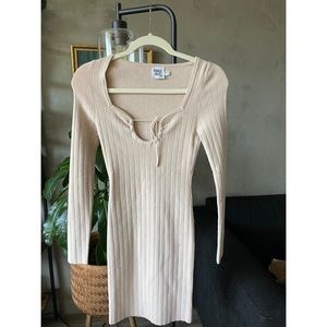 Princess Polly Long Sleeve Beige Mini Dress